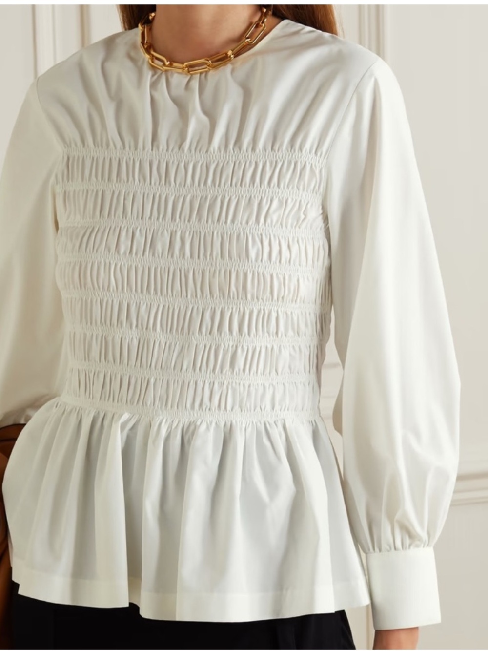 Bouguessa | Lana Shirred White Poplin Top